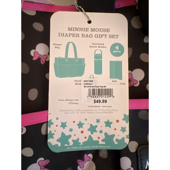 Disney Baby Minnie Mouse Diaper Bag 8
Pockets Black 4 Piece Accessory Set - Picture 12 of 12